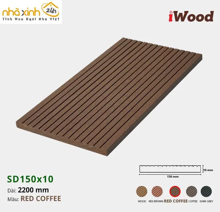 Gỗ Nhựa Ốp Tường, Trần IWood SD150x10-Red Coffee